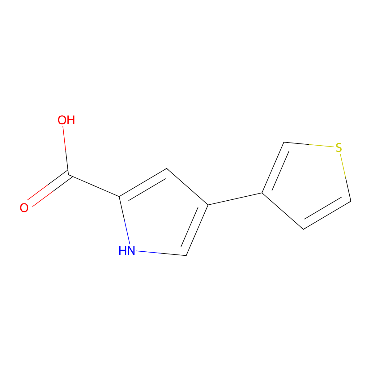 4-(thiophen-3-yl)-1H-pyrrole-2-carboxylic acid molecular structure, CAS 1242427-53-7