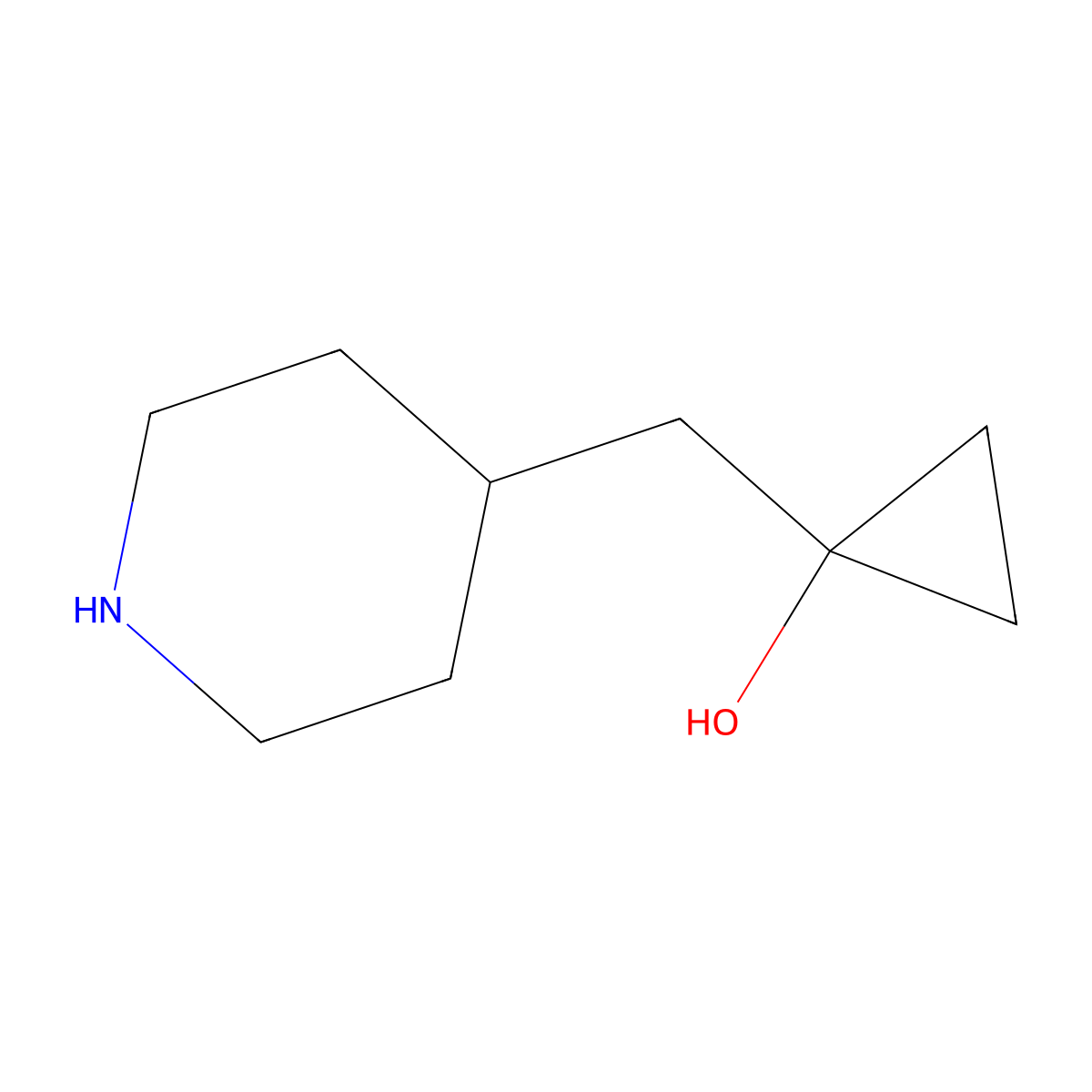 1-[(Piperidin-4-yl)methyl]cyclopropan-1-ol molecular structure, CAS 1242429-33-9