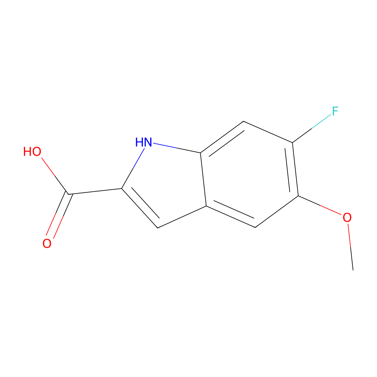 6-fluoro-5-methoxy-1H-indole-2-carboxylic acid molecular structure, CAS 1242429-43-1
