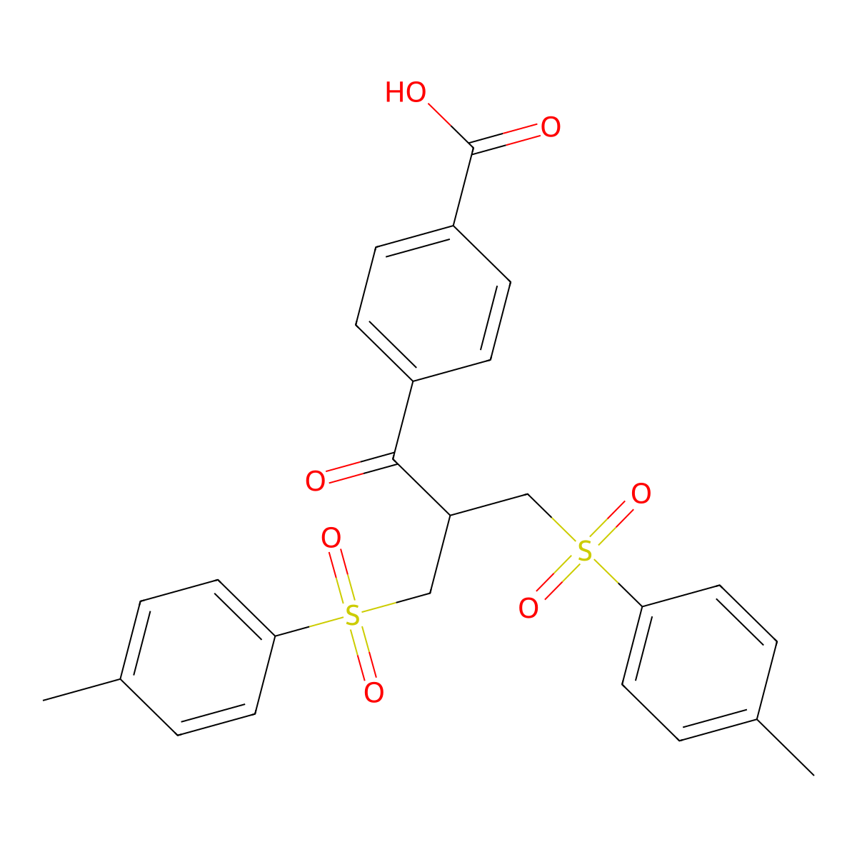 4-(3-Tosyl-2-(tosylmethyl)propanoyl)benzoic acid molecular structure, CAS 124243-00-1