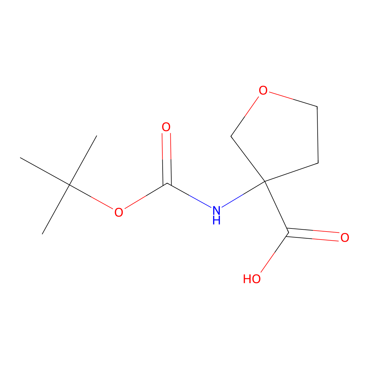(S)-3-(tert-butoxycarbonylamino)tetrahydrofuran-3-carboxylic acid molecular structure, CAS 1242457-64-2