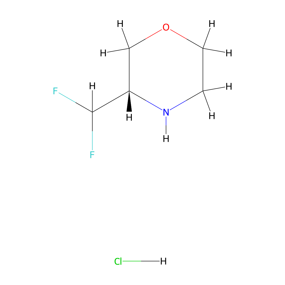 (S)-3-(Difluoromethyl)morpholine hydrochloride molecular structure, CAS 1242464-78-3