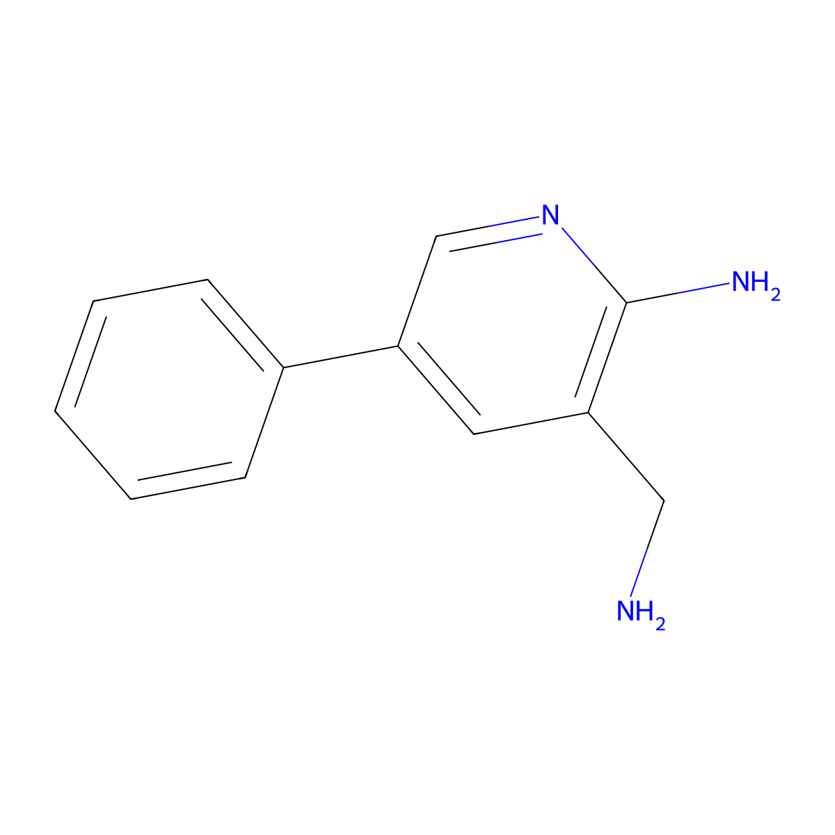3-(Aminomethyl)-5-phenylpyridin-2-amine molecular structure, CAS 1242469-50-6