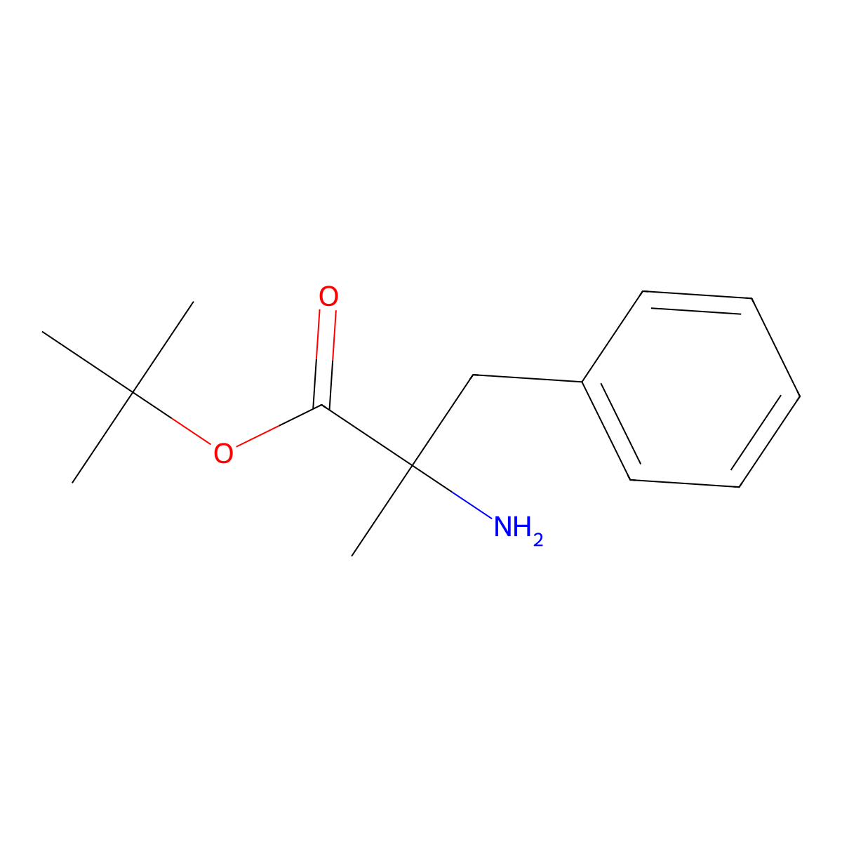 Tert-butyl 2-amino-2-methyl-3-phenylpropanoate molecular structure, CAS 1242577-19-0