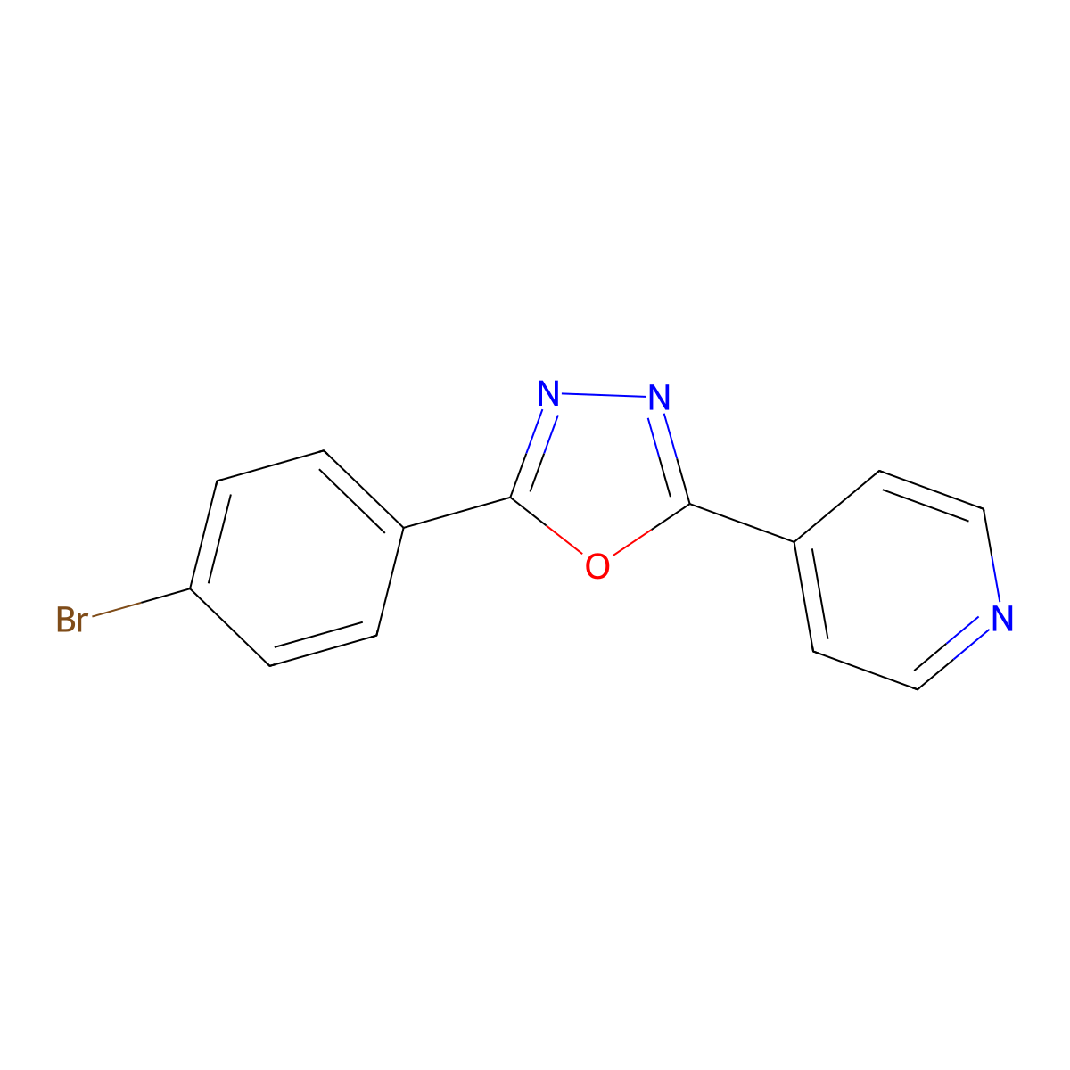 2-(4-Bromophenyl)-5-pyridin-4-yl-1,3,4-oxadiazole molecular structure, CAS 124259-34-3