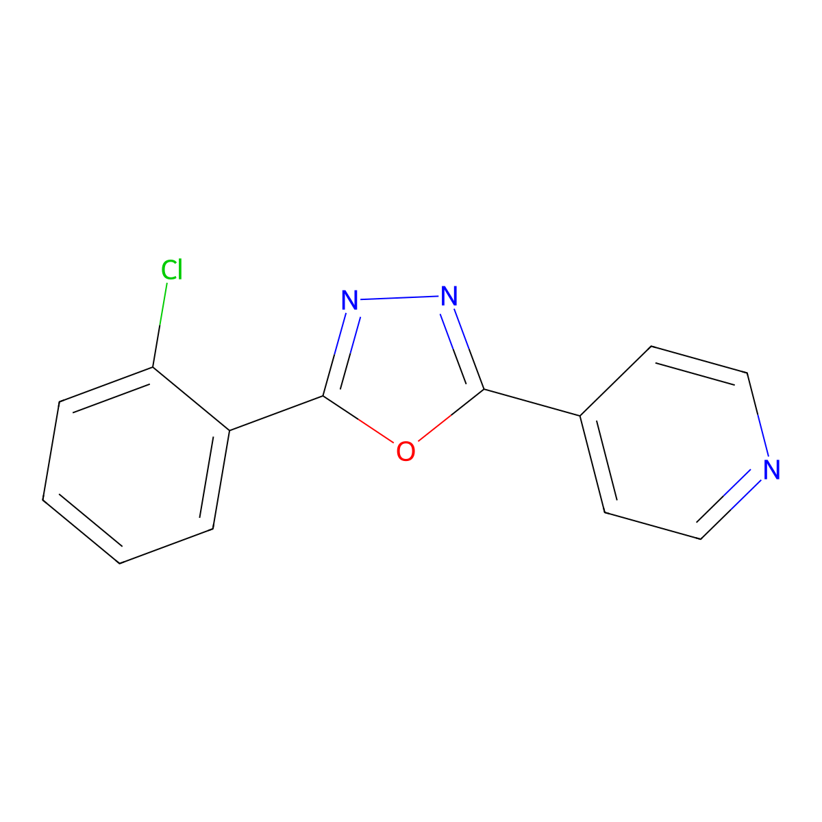 2-(2-Chlorophenyl)-5-pyridin-4-yl-1,3,4-oxadiazole molecular structure, CAS 124259-35-4