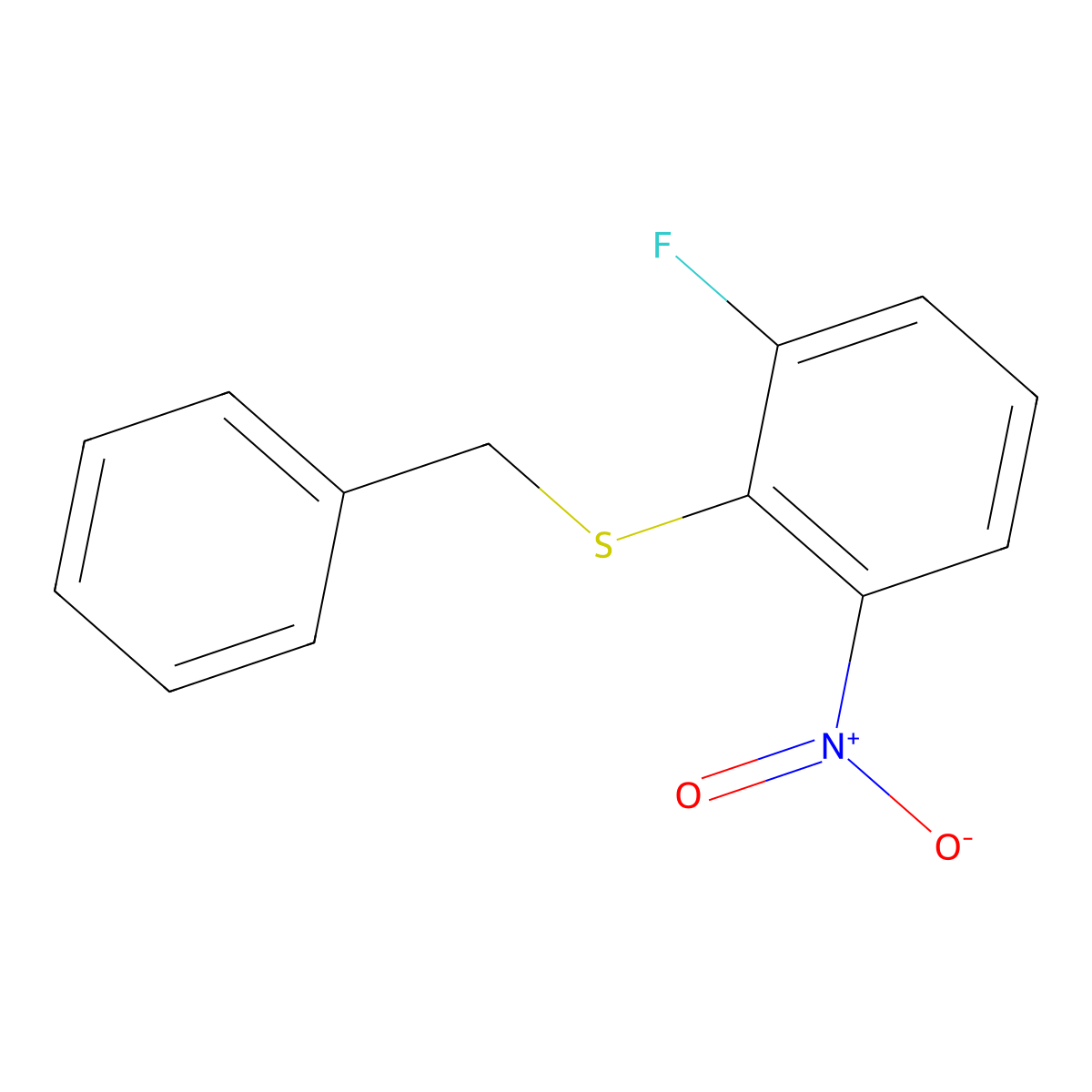 2-(Benzylsulfanyl)-1-fluoro-3-nitrobenzene molecular structure, CAS 1242618-47-8