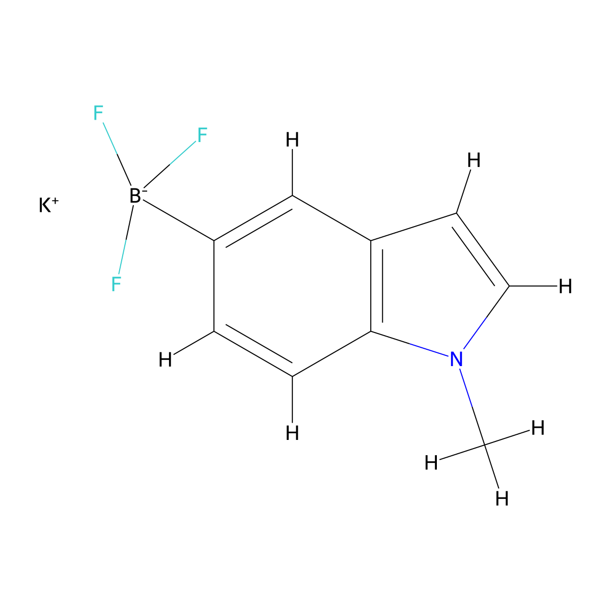 potassium trifluoro(1-methyl-1H-indol-5-yl)boranuide molecular structure, CAS 1242733-93-2