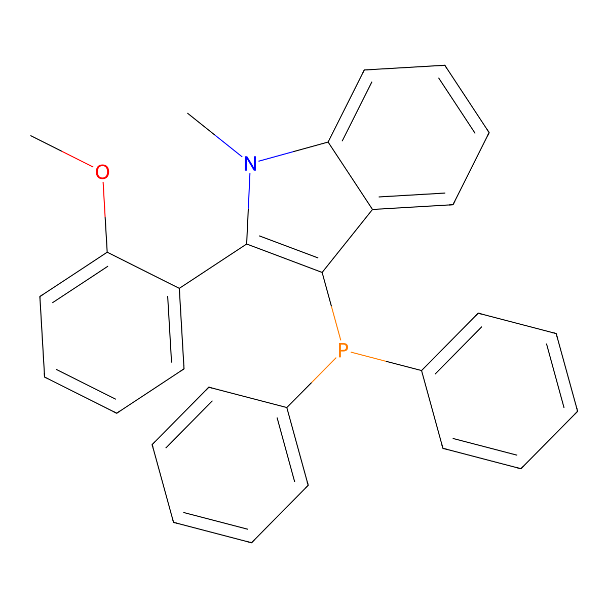 3-(Diphenylphosphaneyl)-2-(2-methoxyphenyl)-1-methyl-1H-indole , PPh₂-Andole-Phos molecular structure, CAS 1242759-01-8