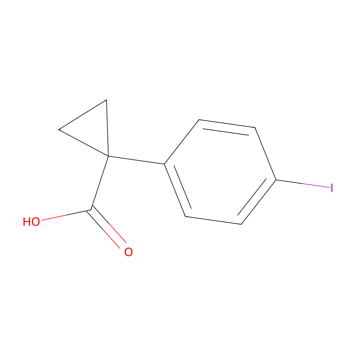 1-(4-Iodophenyl)cyclopropane-1-carboxylic acid molecular structure, CAS 124276-89-7