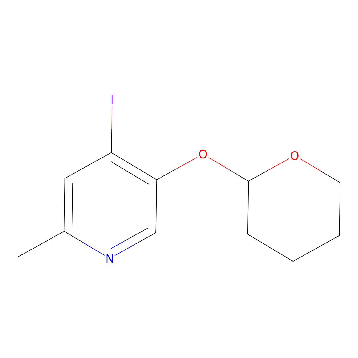 4-Iodo-2-methyl-5-((tetrahydro-2H-pyran-2-yl)oxy)pyridine molecular structure, CAS 1242771-39-6