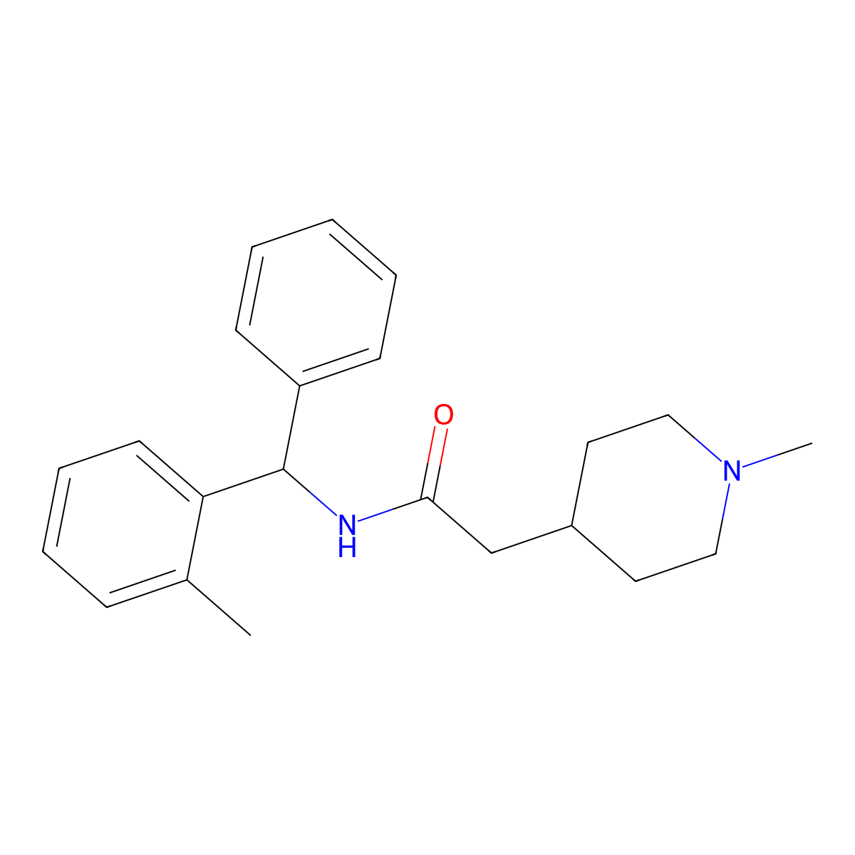 N-[(2-methylphenyl)(phenyl)methyl]-2-(1-methylpiperidin-4-yl)acetamide molecular structure, CAS 1242810-12-3