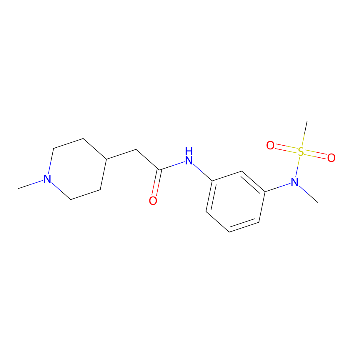 N-[3-[methyl(methylsulfonyl)amino]phenyl]-2-(1-methylpiperidin-4-yl)acetamide molecular structure, CAS 1242810-42-9