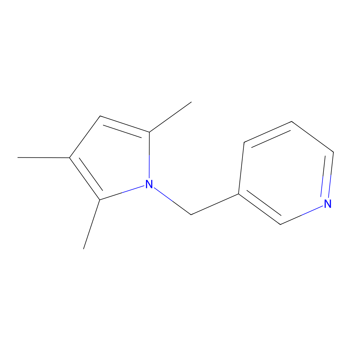 3-((2,3,5-Trimethyl-1H-pyrrol-1-yl)methyl)pyridine molecular structure, CAS 1242813-31-5