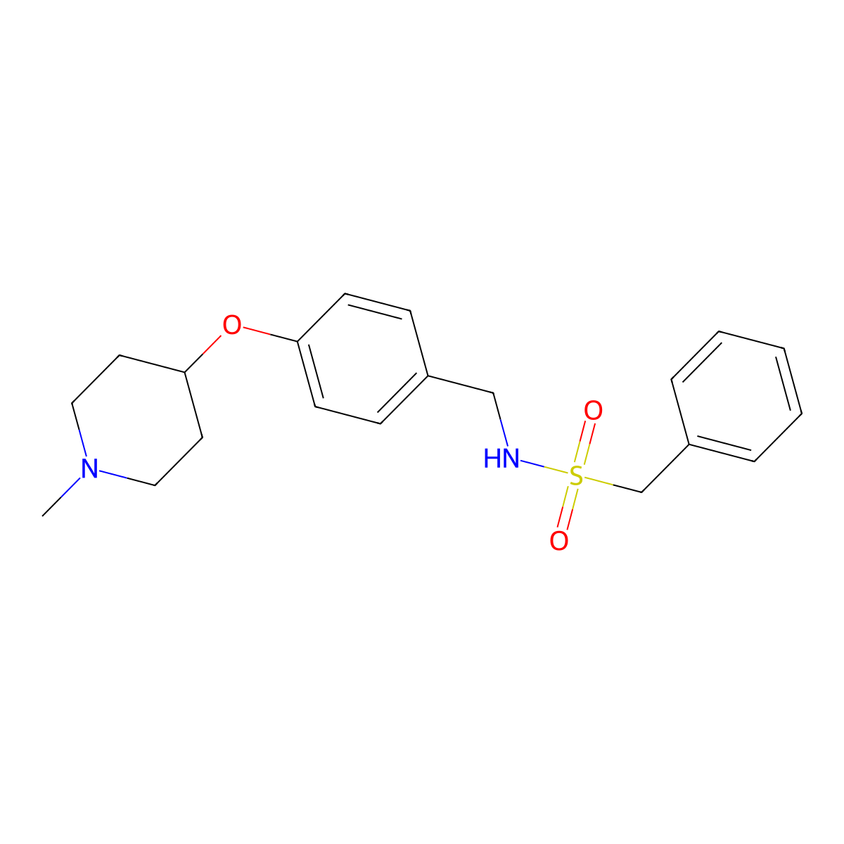 N-{4-[(1-methylpiperidin-4-yl)oxy]benzyl}-1-phenylmethanesulfonamide molecular structure, CAS 1242814-07-8