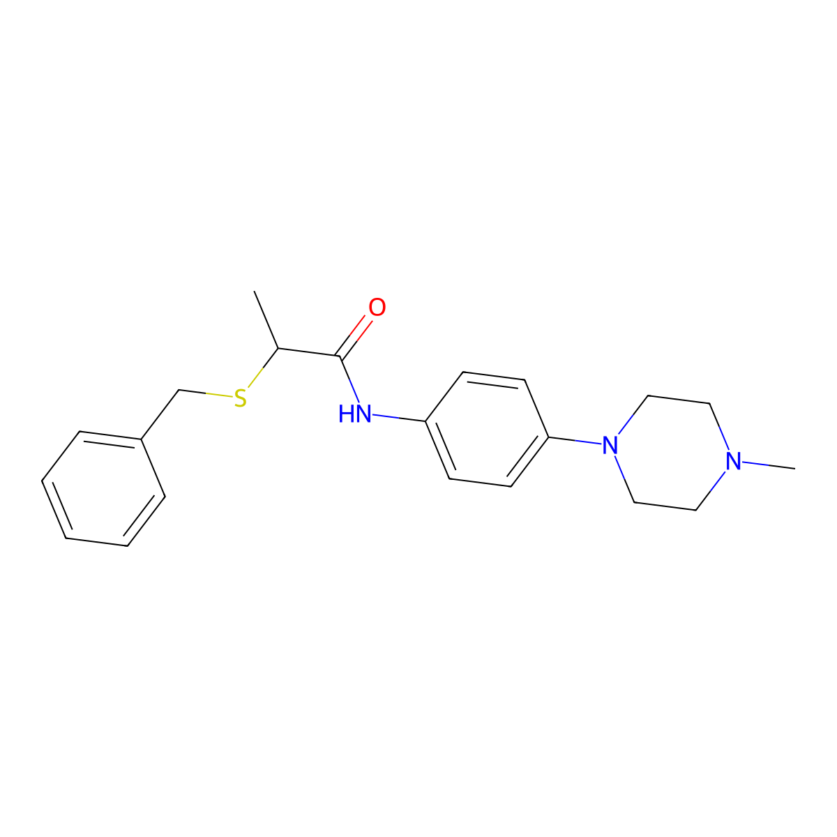 2-(benzylsulfanyl)-N-[4-(4-methylpiperazin-1-yl)phenyl]propanamide molecular structure, CAS 1242814-33-0