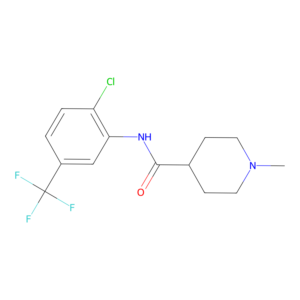 N-[2-chloro-5-(trifluoromethyl)phenyl]-1-methylpiperidine-4-carboxamide molecular structure, CAS 1242814-53-4