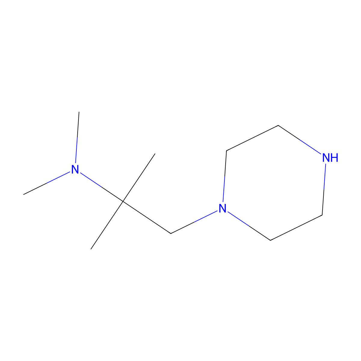 Dimethyl[2-methyl-1-(piperazin-1-yl)propan-2-yl]amine molecular structure, CAS 1242815-21-9