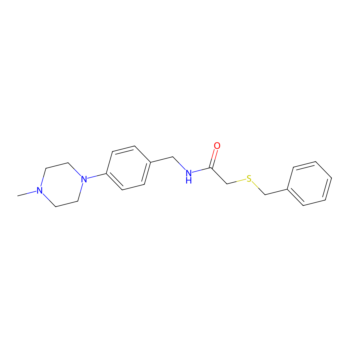 2-(benzylsulfanyl)-N-[4-(4-methylpiperazin-1-yl)benzyl]acetamide molecular structure, CAS 1242815-23-1