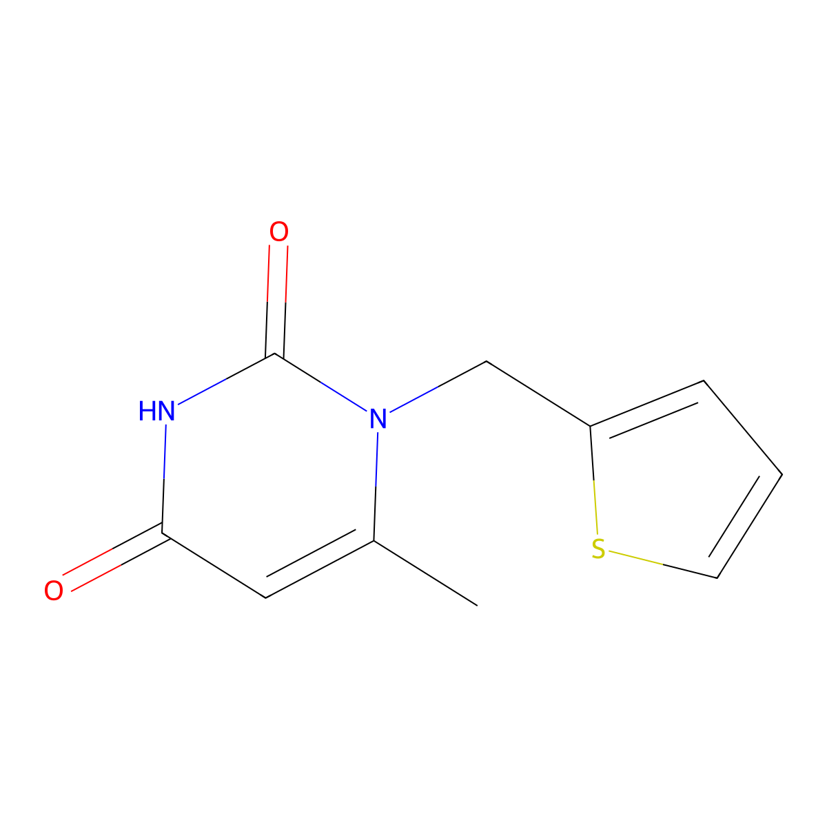 6-methyl-1-(thiophen-2-ylmethyl)pyrimidine-2,4(1H,3H)-dione molecular structure, CAS 1242817-69-1
