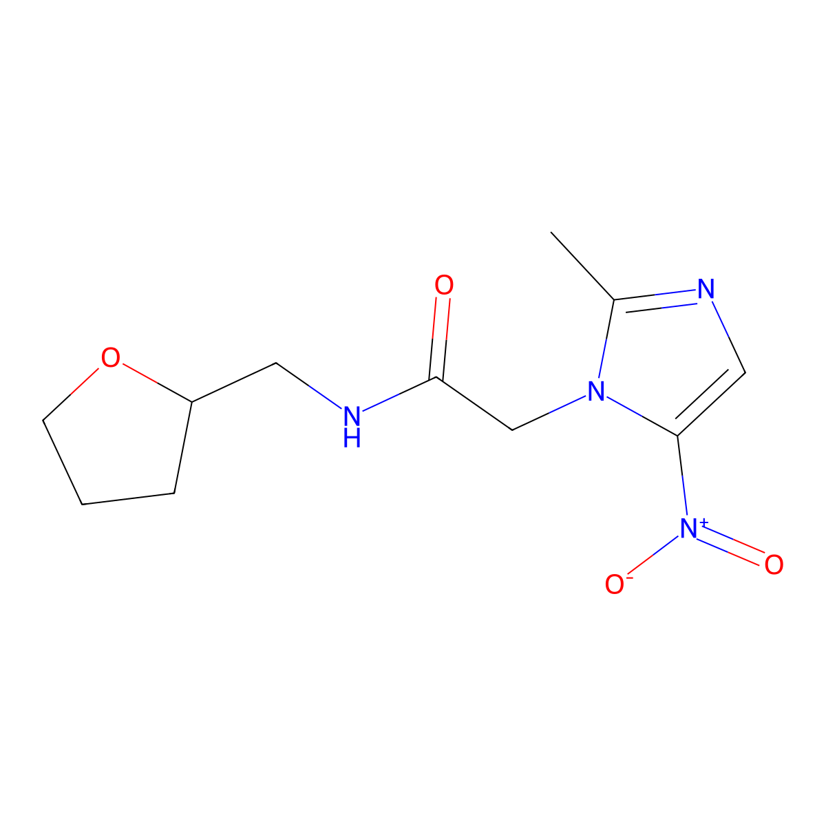 2-(2-methyl-5-nitro-1H-imidazol-1-yl)-N-(tetrahydrofuran-2-ylmethyl)acetamide molecular structure, CAS 1242818-13-8