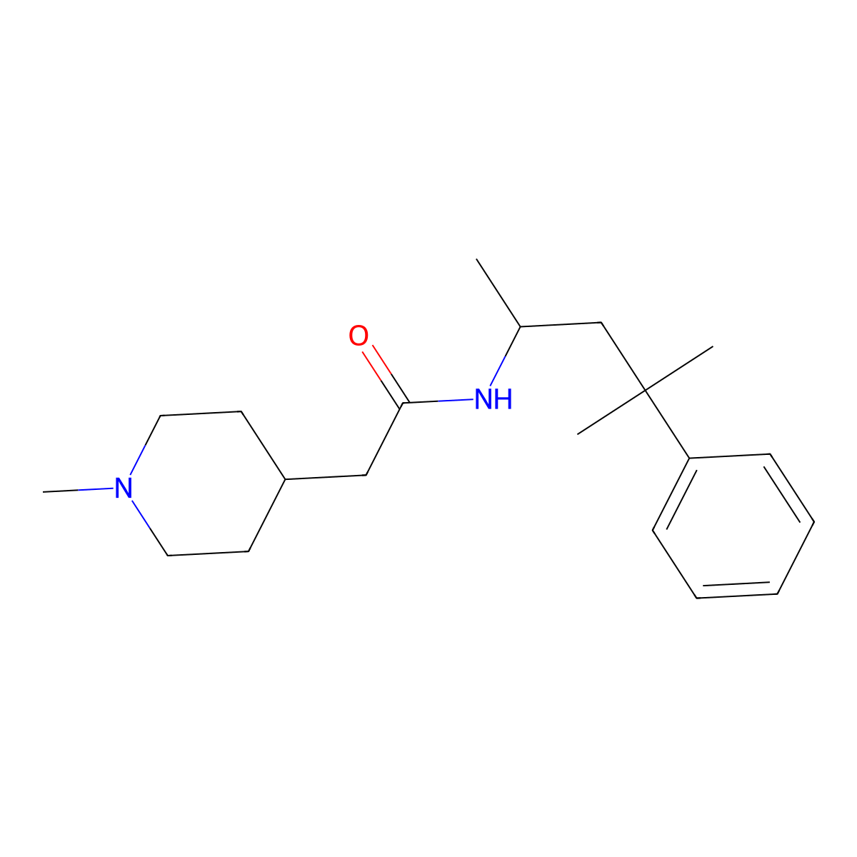 N-(4-methyl-4-phenylpentan-2-yl)-2-(1-methylpiperidin-4-yl)acetamide molecular structure, CAS 1242818-87-6