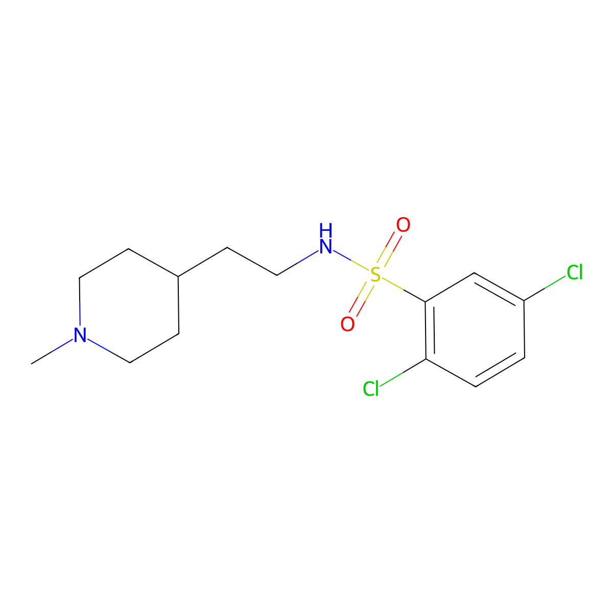 2,5-dichloro-N-[2-(1-methylpiperidin-4-yl)ethyl]benzenesulfonamide molecular structure, CAS 1242820-63-8