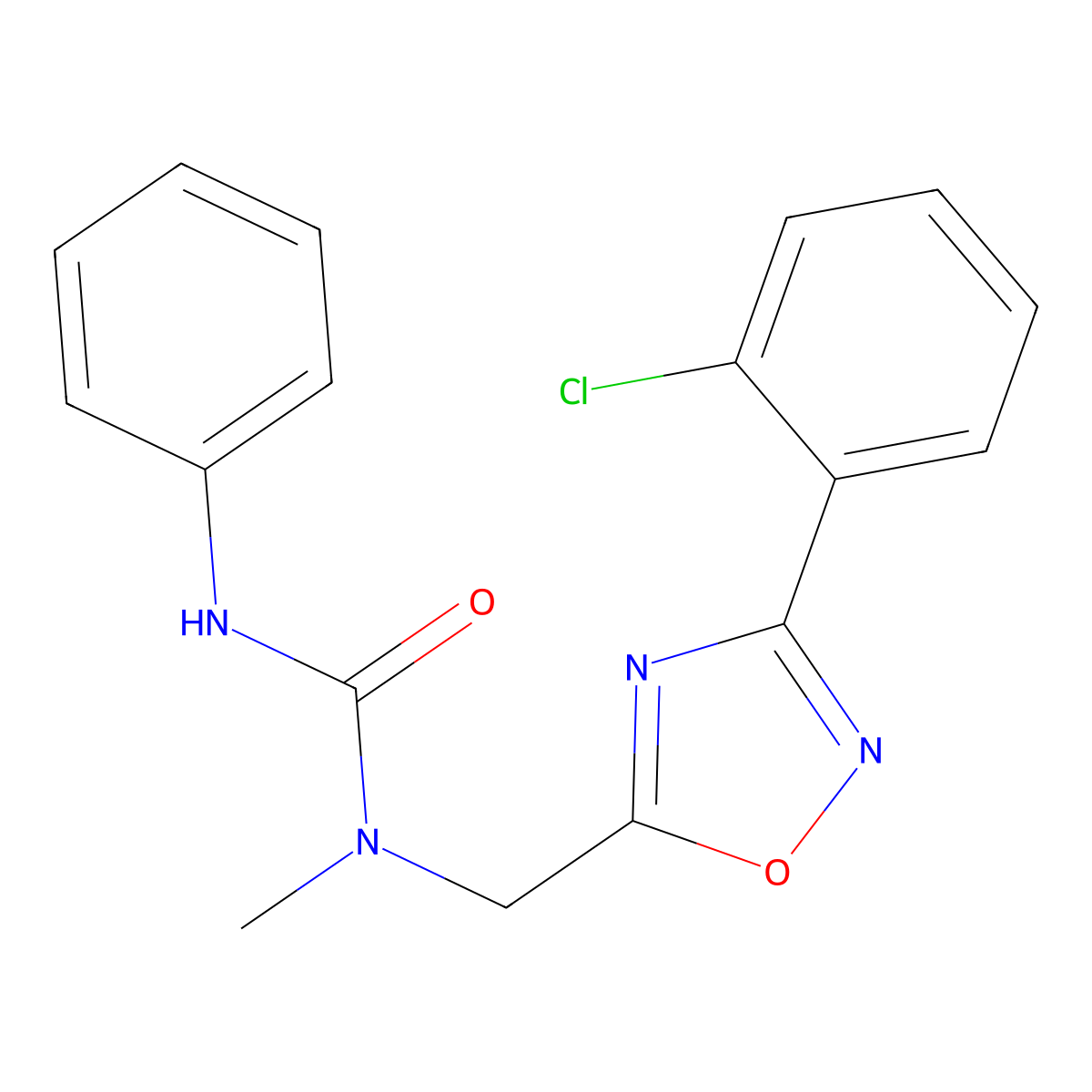 1-[[3-(2-Chlorophenyl)-1,2,4-oxadiazol-5-yl]methyl]-1-methyl-3-phenylurea molecular structure, CAS 1242820-66-1