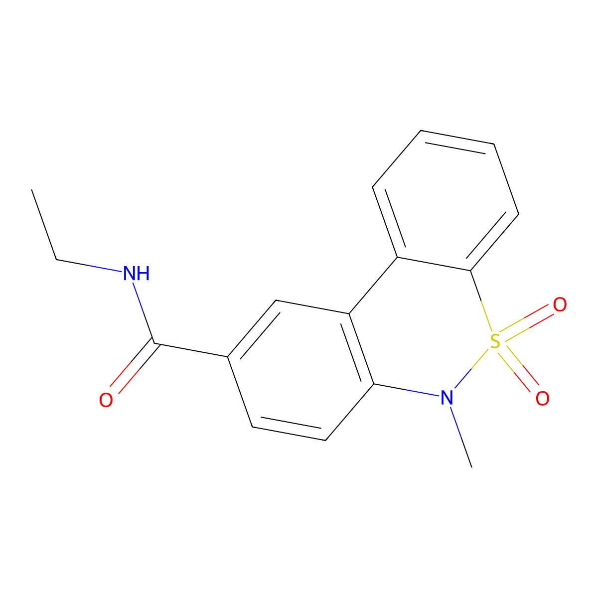N-ethyl-6-methyl-5,5-dioxobenzo[c][1,2]benzothiazine-9-carboxamide molecular structure, CAS 1242820-68-3