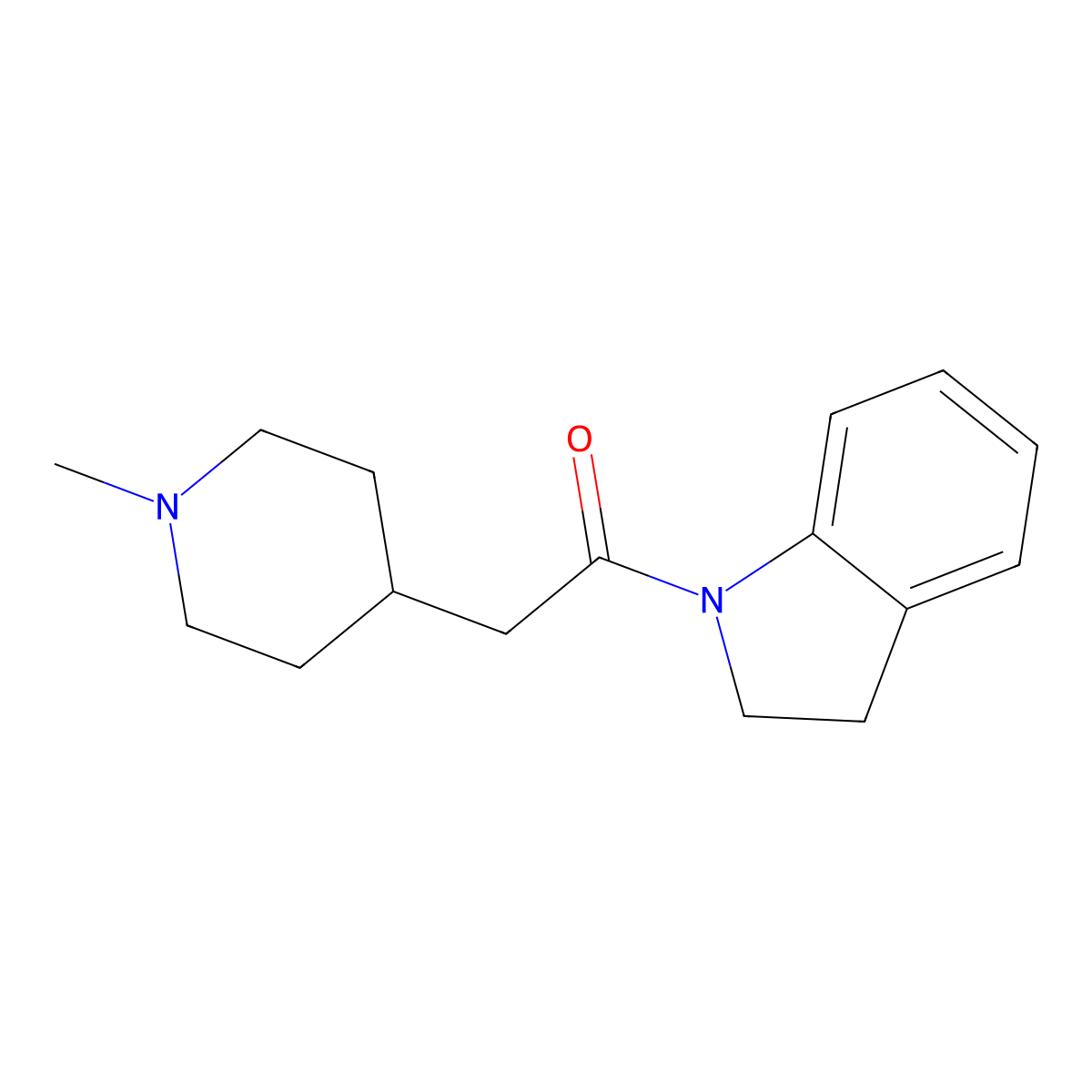 1-(2,3-dihydro-1H-indol-1-yl)-2-(1-methylpiperidin-4-yl)ethanone molecular structure, CAS 1242821-07-3