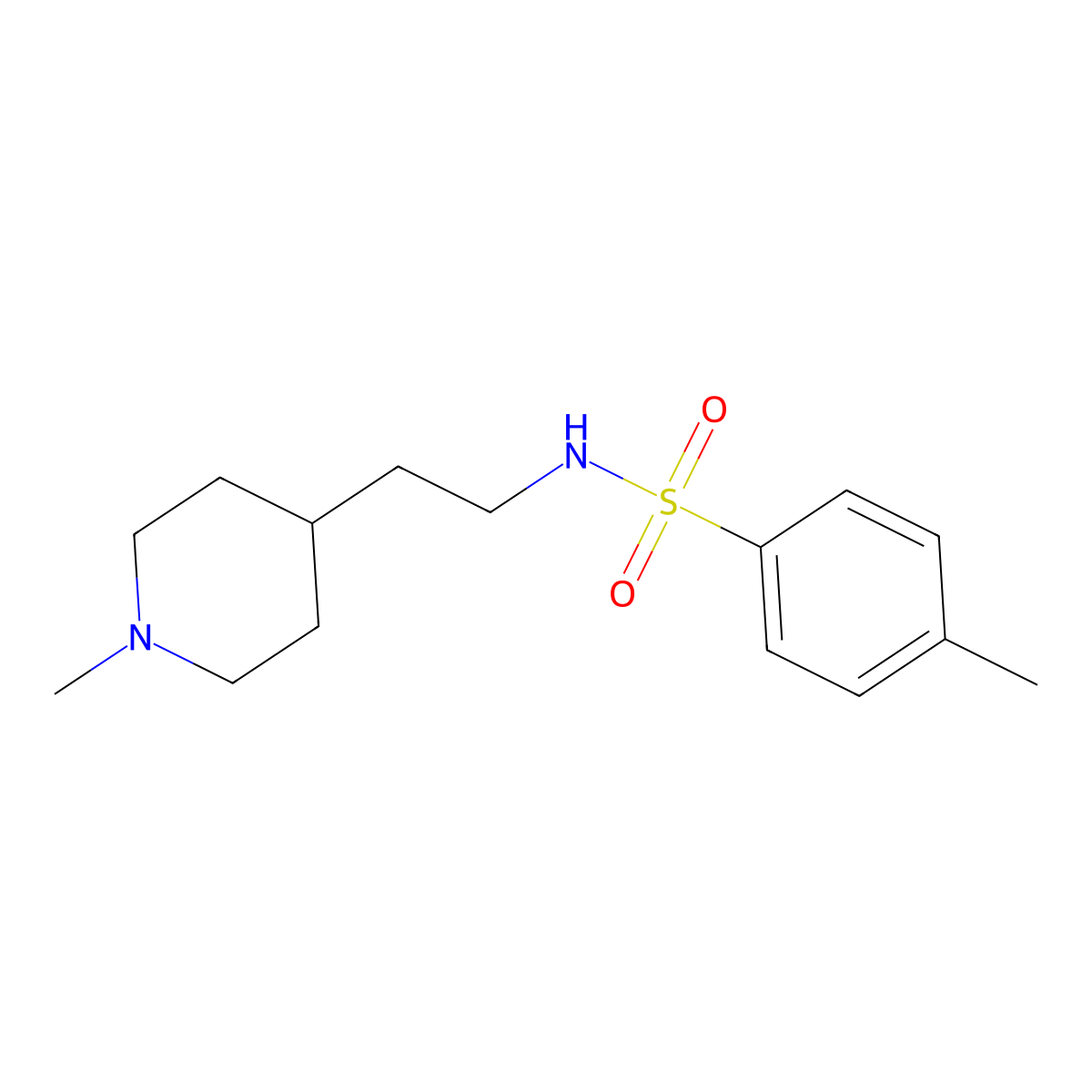 4-methyl-N-[2-(1-methylpiperidin-4-yl)ethyl]benzenesulfonamide molecular structure, CAS 1242821-14-2