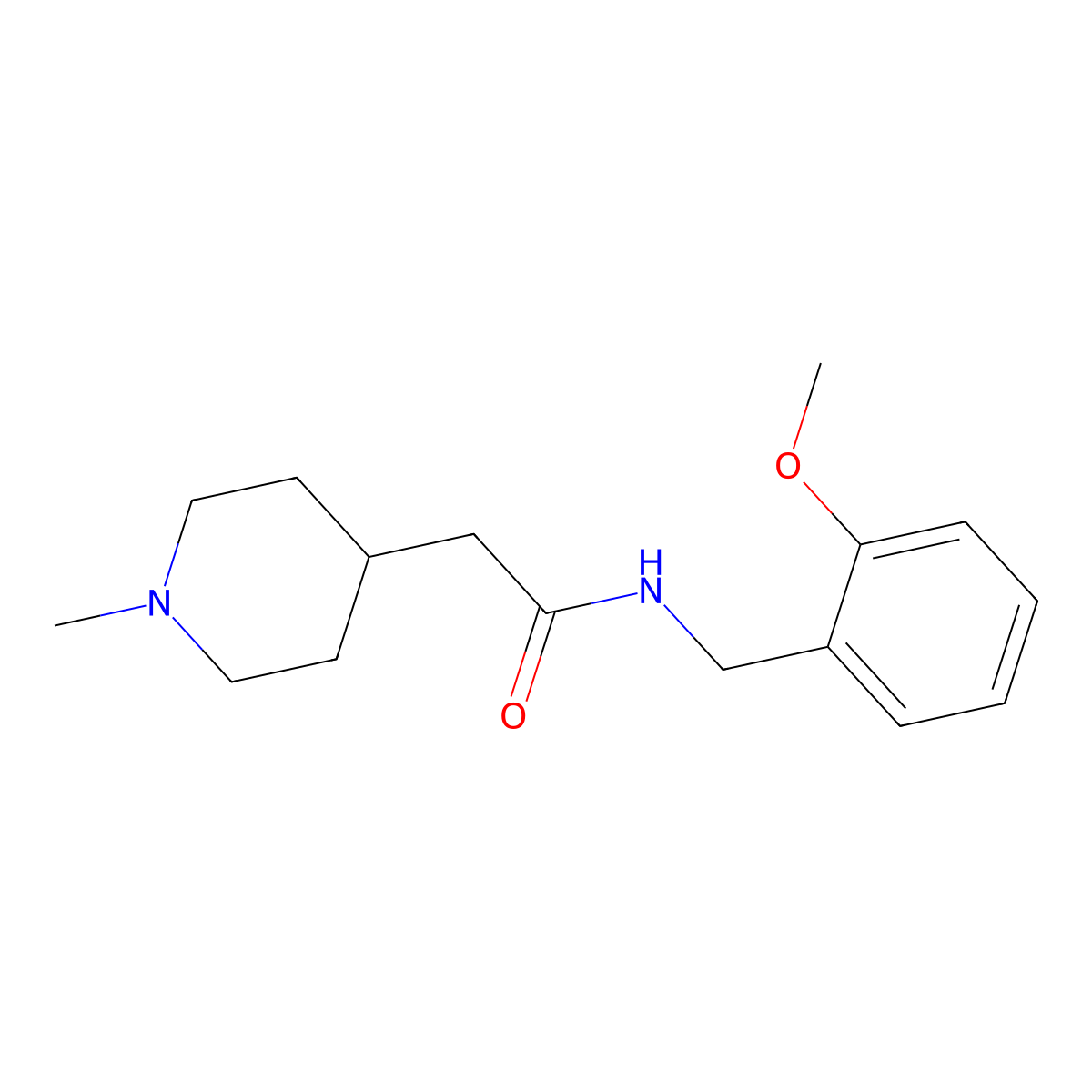 N-(2-methoxybenzyl)-2-(1-methylpiperidin-4-yl)acetamide molecular structure, CAS 1242821-20-0