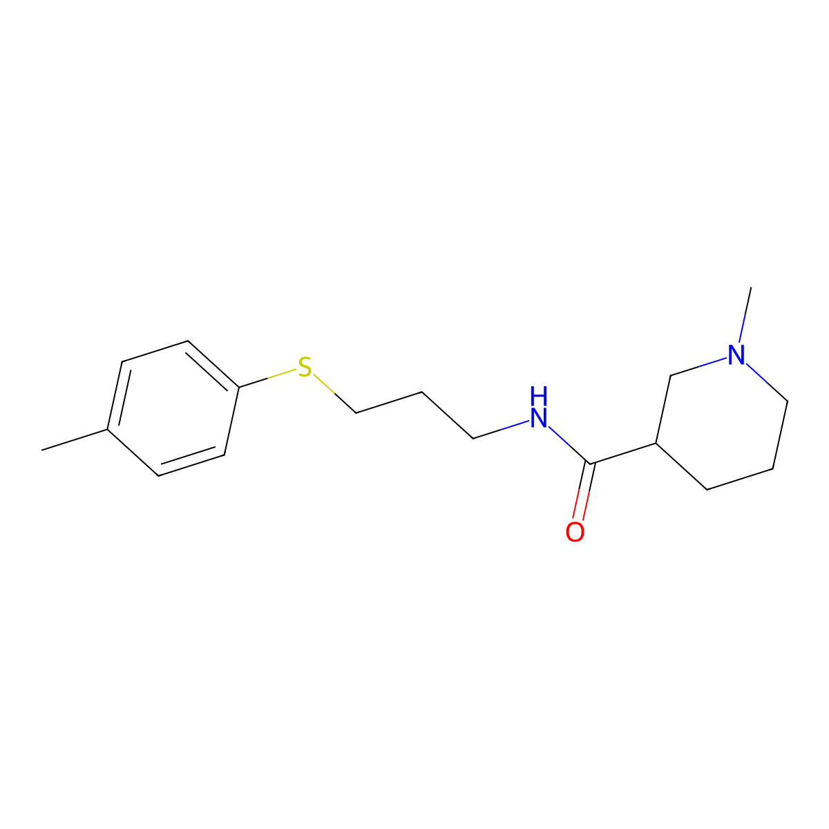 1-methyl-N-[3-(4-methylphenyl)sulfanylpropyl]piperidine-3-carboxamide molecular structure, CAS 1242823-45-5
