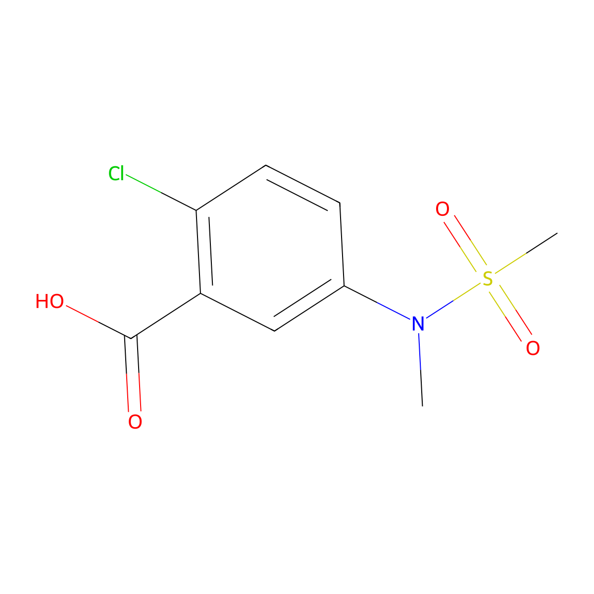 2-Chloro-5-[methyl(methylsulfonyl)amino]benzoic acid molecular structure, CAS 1242825-81-5