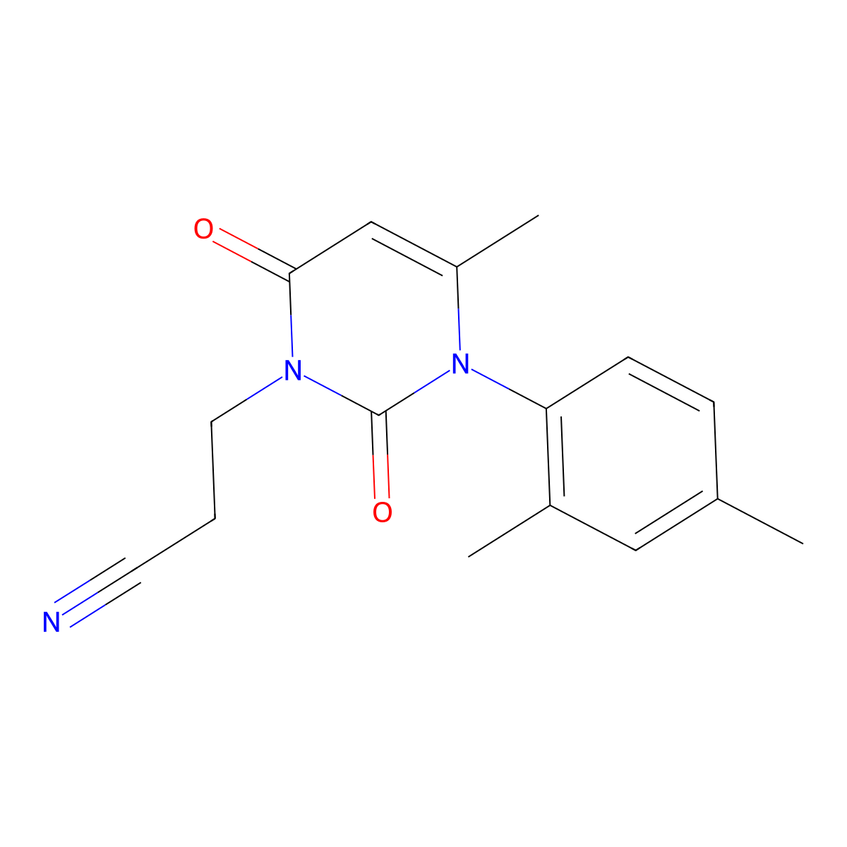 3-[3-(2,4-dimethylphenyl)-4-methyl-2,6-dioxo-3,6-dihydropyrimidin-1(2H)-yl]propanenitrile molecular structure, CAS 1242826-61-4