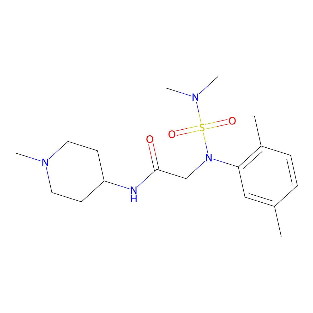 2-[N-(dimethylsulfamoyl)-2,5-dimethylanilino]-N-(1-methylpiperidin-4-yl)acetamide molecular structure, CAS 1242827-52-6