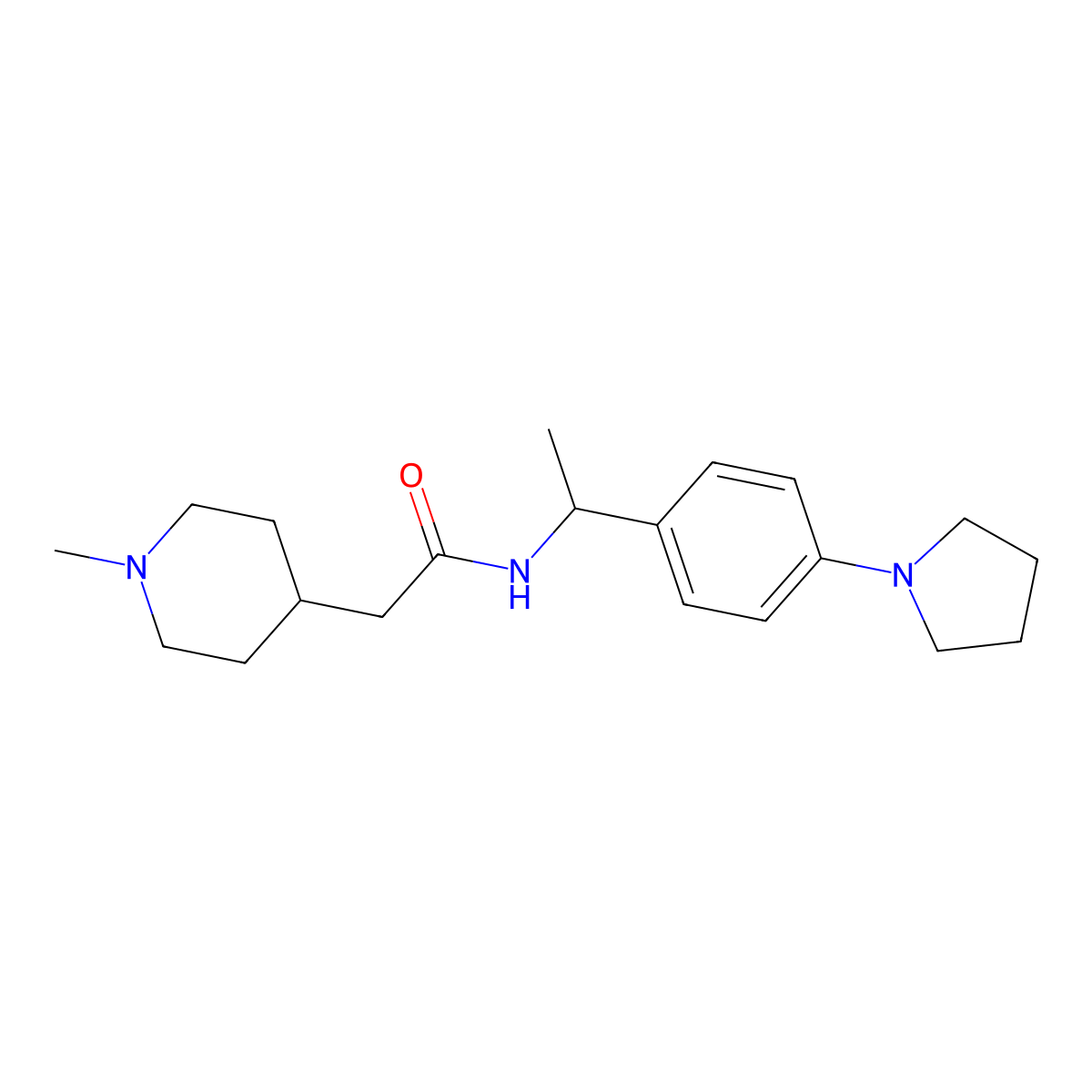 2-(1-methylpiperidin-4-yl)-N-{1-[4-(pyrrolidin-1-yl)phenyl]ethyl}acetamide molecular structure, CAS 1242828-08-5