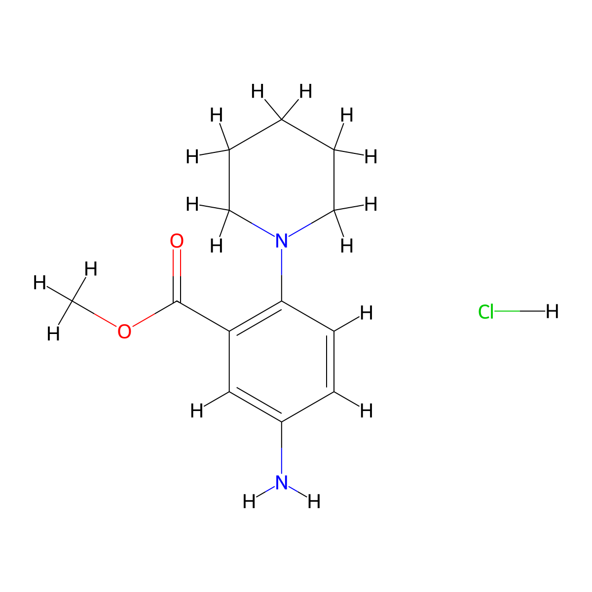 Methyl 5-amino-2-(piperidin-1-yl)benzoate hydrochloride molecular structure, CAS 1242828-67-6
