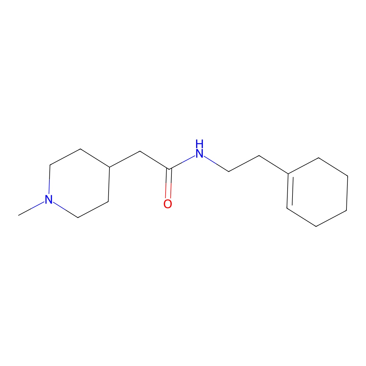 N-[2-(cyclohex-1-en-1-yl)ethyl]-2-(1-methylpiperidin-4-yl)acetamide molecular structure, CAS 1242828-85-8