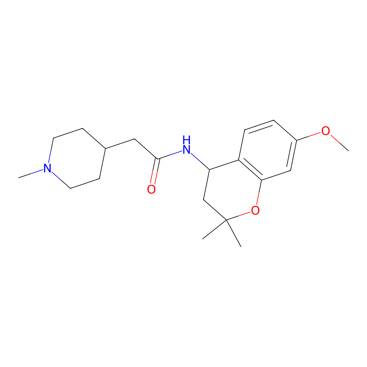 N-(7-methoxy-2,2-dimethyl-3,4-dihydro-2H-chromen-4-yl)-2-(1-methylpiperidin-4-yl)acetamide molecular structure, CAS 1242829-28-2