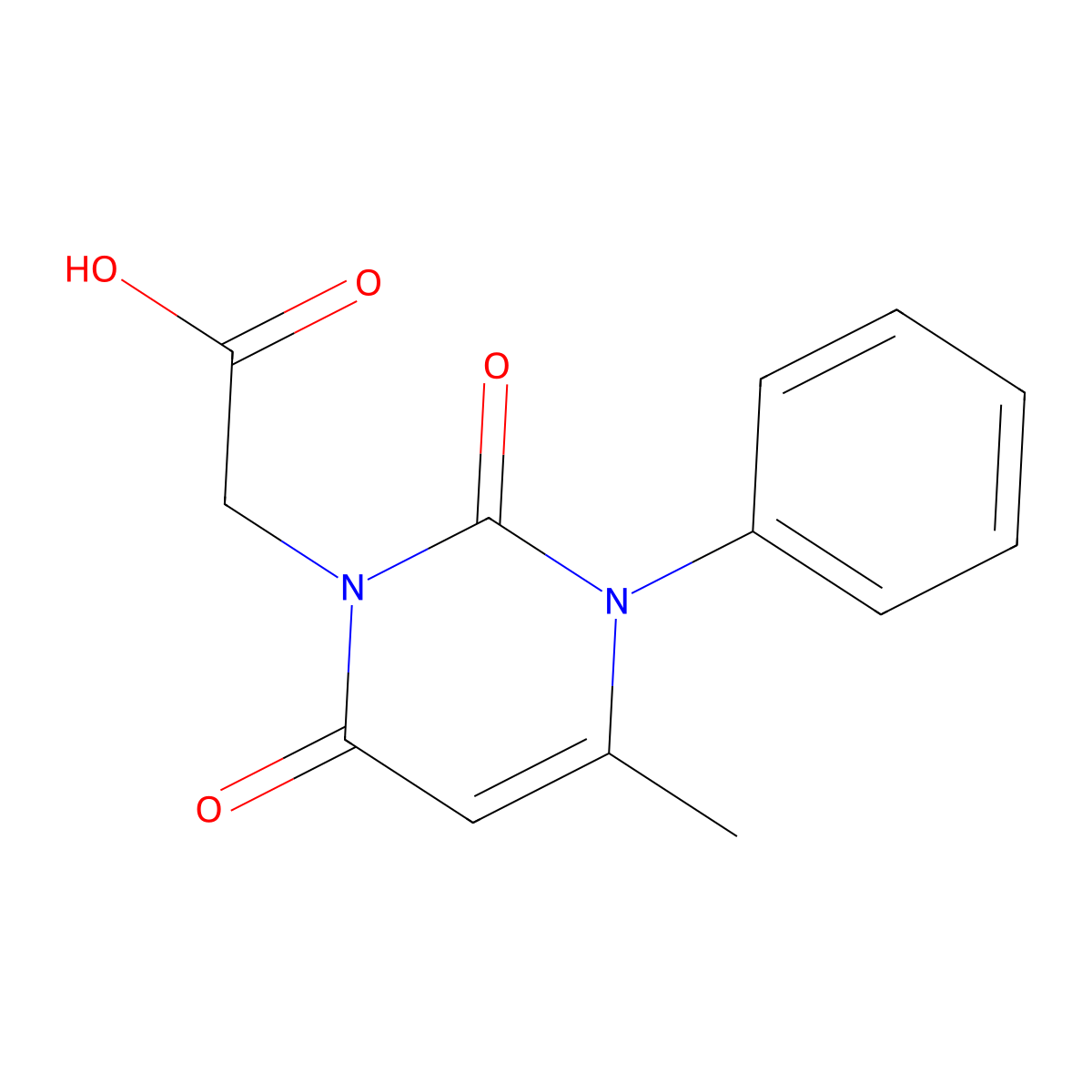 (4-methyl-2,6-dioxo-3-phenyl-3,6-dihydropyrimidin-1(2H)-yl)acetic acid molecular structure, CAS 1242830-29-0
