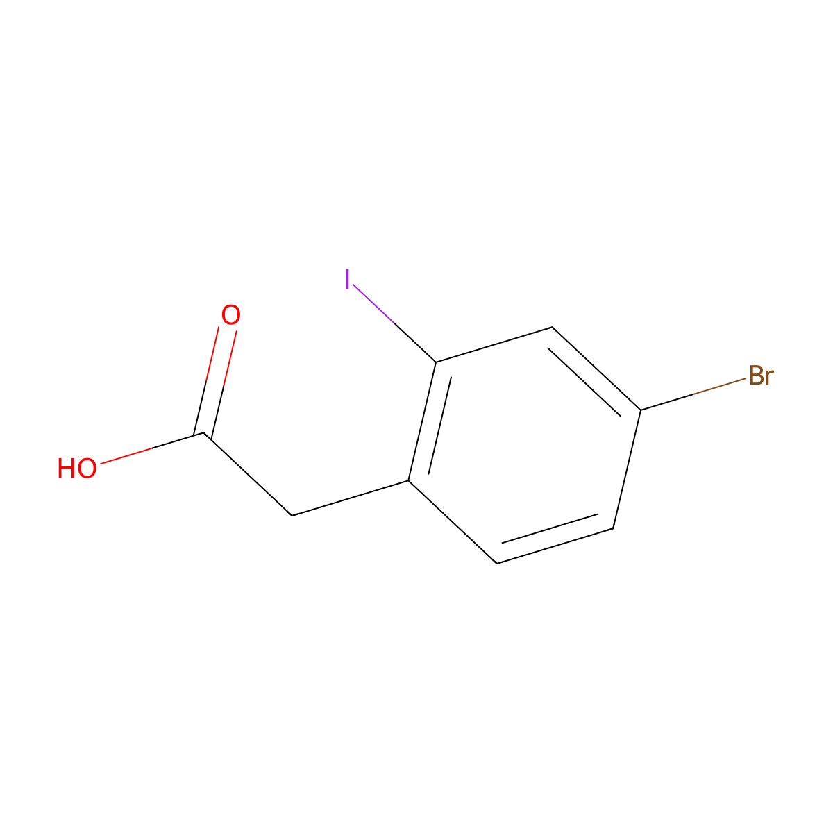 4-Bromo-2-iodophenylacetic acid molecular structure, CAS 1242830-36-9
