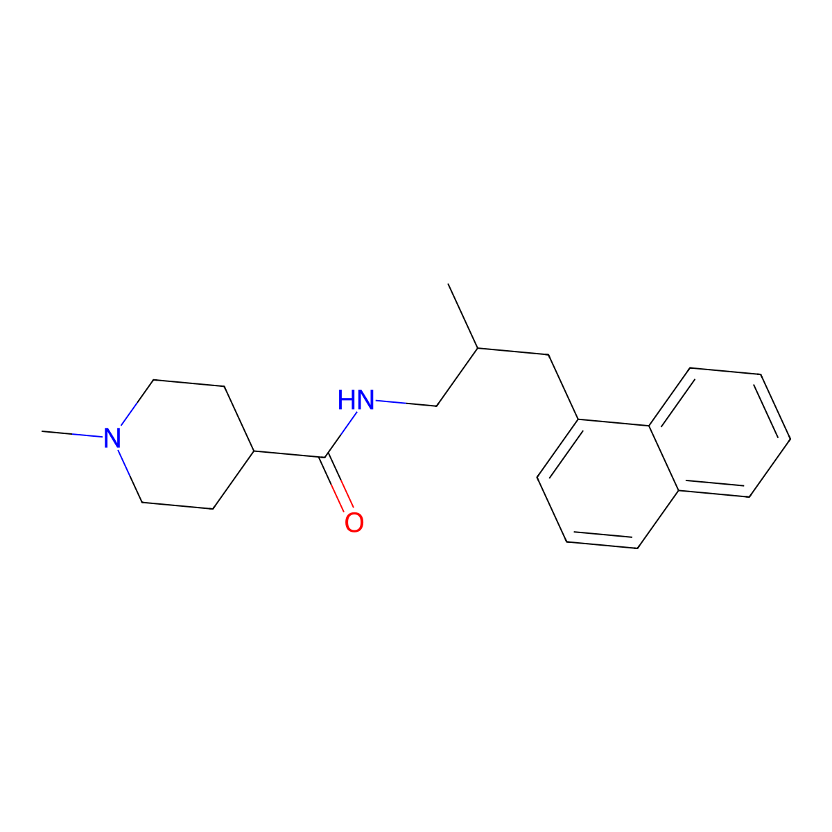 1-methyl-N-[2-methyl-3-(naphthalen-1-yl)propyl]piperidine-4-carboxamide molecular structure, CAS 1242830-74-5