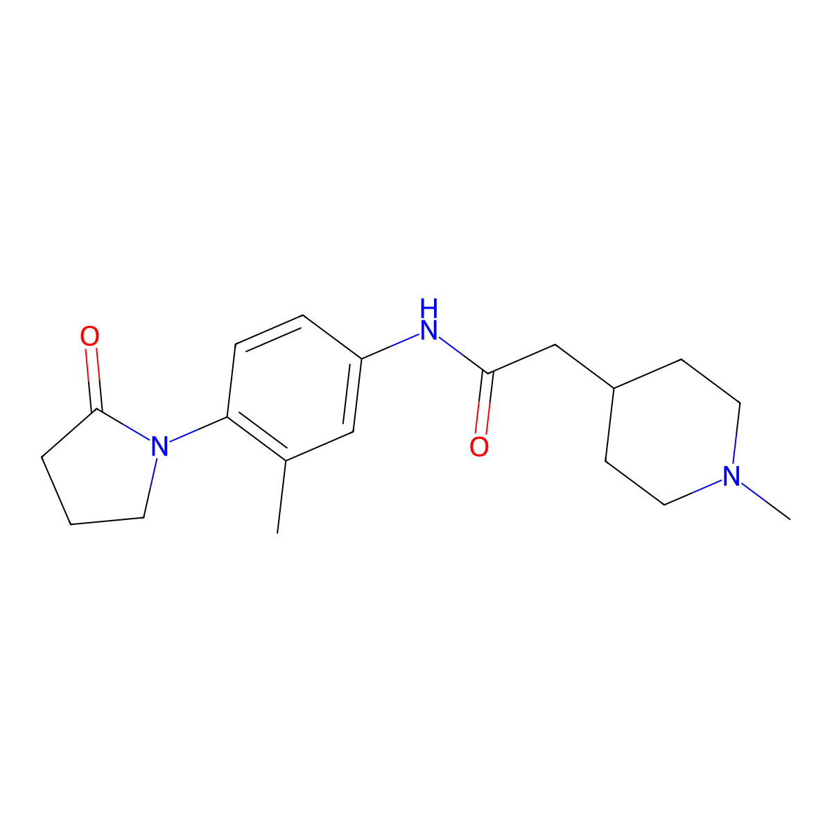N-[3-methyl-4-(2-oxopyrrolidin-1-yl)phenyl]-2-(1-methylpiperidin-4-yl)acetamide molecular structure, CAS 1242831-71-5