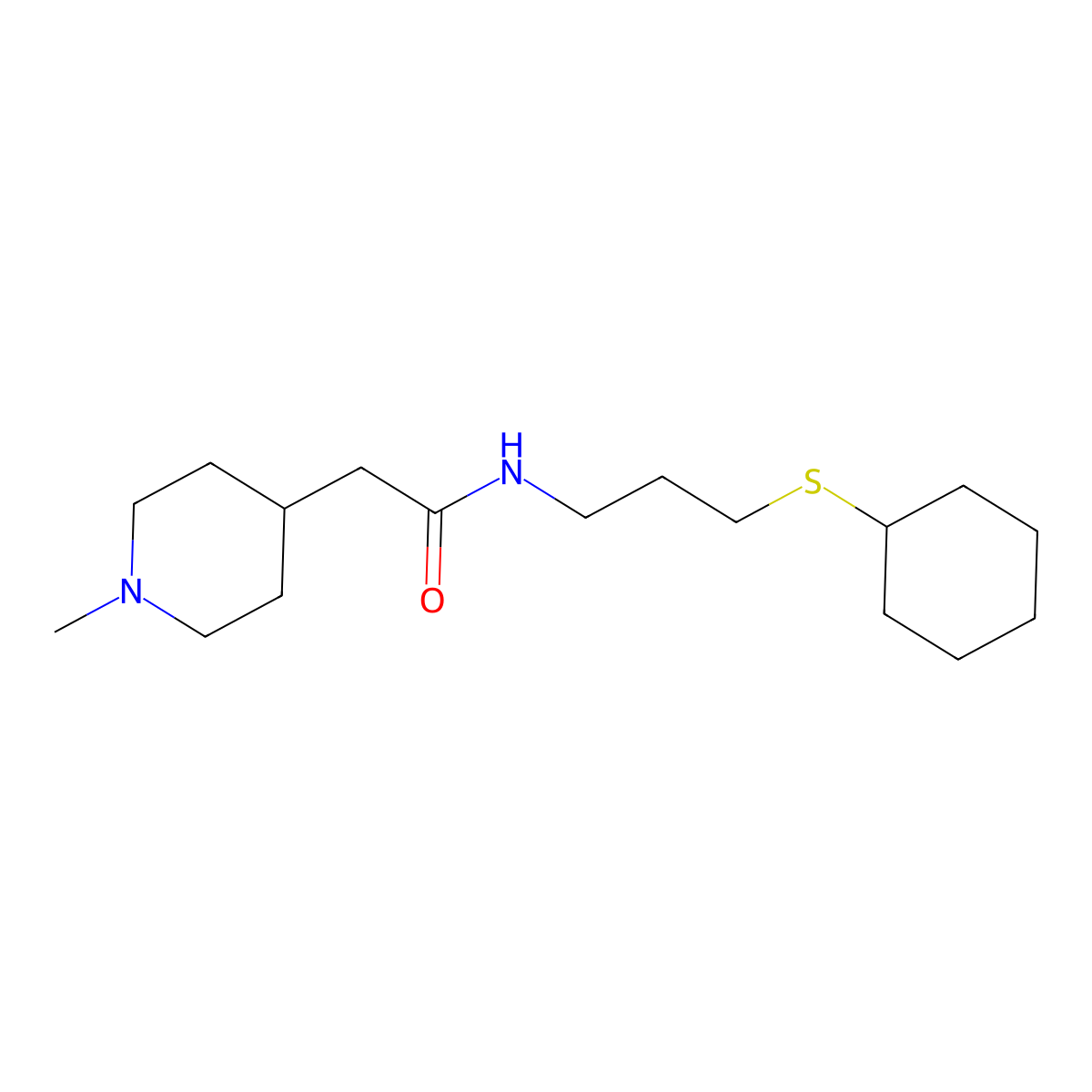 N-[3-(cyclohexylsulfanyl)propyl]-2-(1-methylpiperidin-4-yl)acetamide molecular structure, CAS 1242831-83-9
