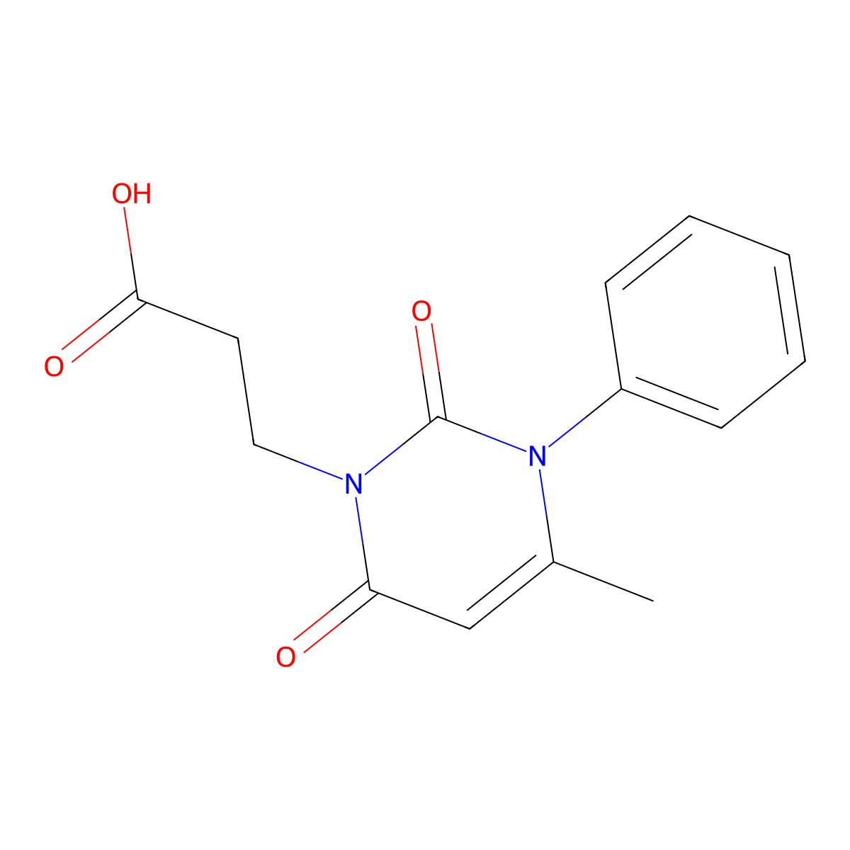 3-(4-methyl-2,6-dioxo-3-phenyl-3,6-dihydropyrimidin-1(2H)-yl)propanoic acid molecular structure, CAS 1242832-92-3