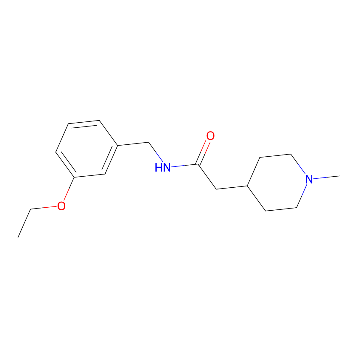 N-(3-ethoxybenzyl)-2-(1-methylpiperidin-4-yl)acetamide molecular structure, CAS 1242835-43-3