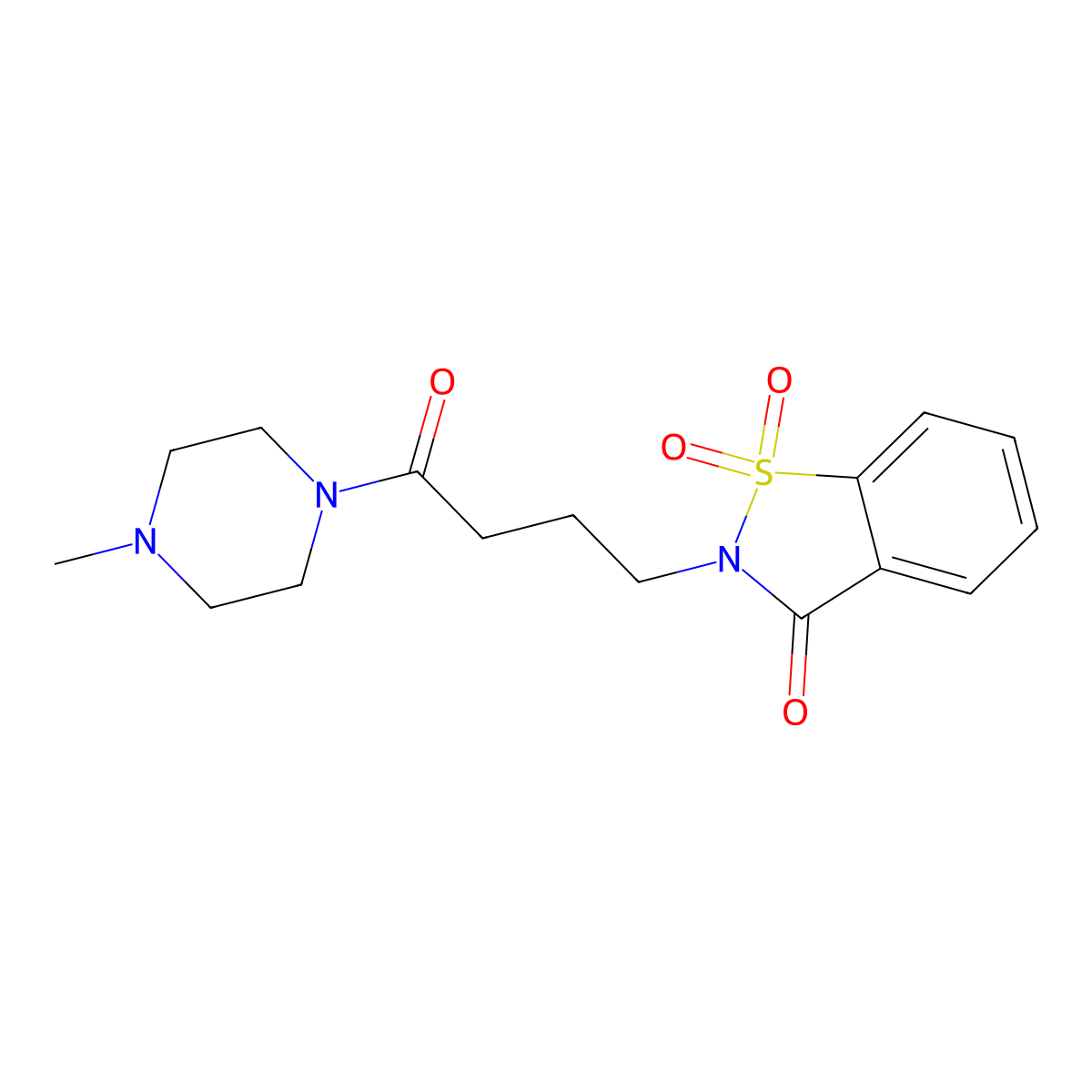 2-[4-(4-methylpiperazin-1-yl)-4-oxobutyl]-1,2-benzothiazol-3(2H)-one 1,1-dioxide molecular structure, CAS 1242835-91-1