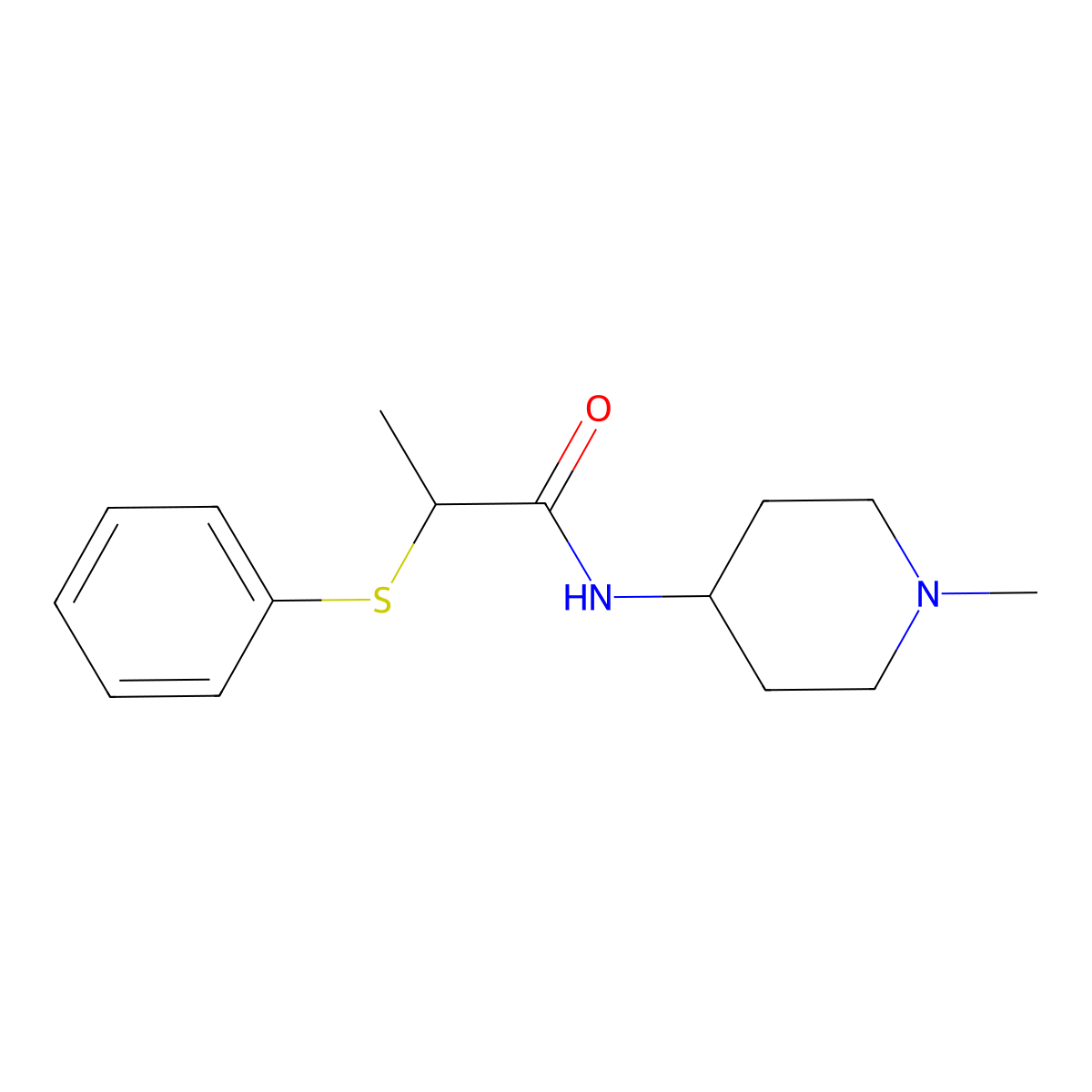 N-(1-methylpiperidin-4-yl)-2-(phenylsulfanyl)propanamide molecular structure, CAS 1242837-74-6