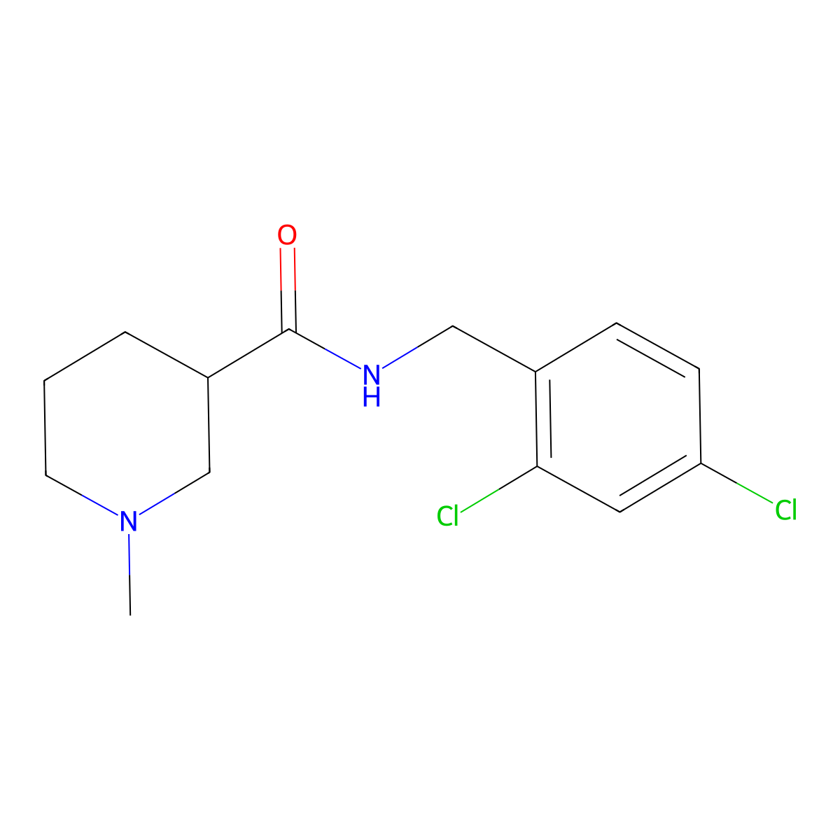 N-(2,4-dichlorobenzyl)-1-methylpiperidine-3-carboxamide molecular structure, CAS 1242839-21-9